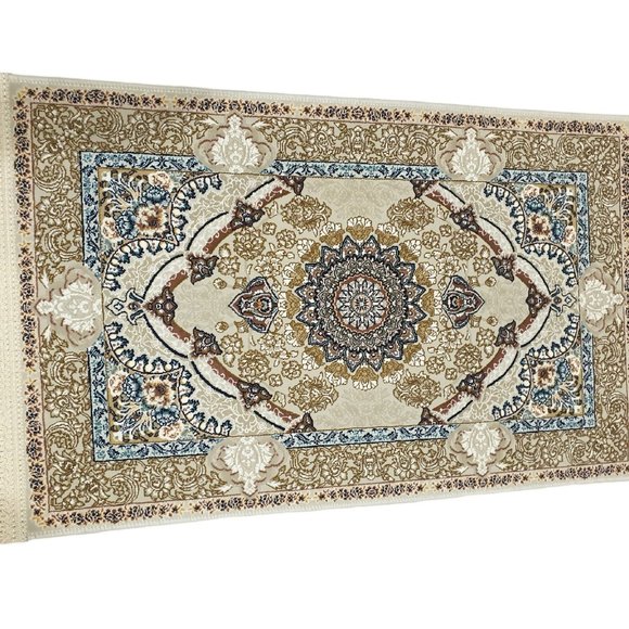 100% Wool Rug Doormat Turkish Green Beige 2x1 Cotton Base 221118AMNMTP10CGBB